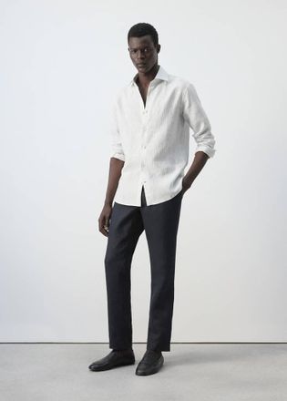 Mango Camicia slim fit 100% lino celeste - Uomo - XXL - MANGO MAN