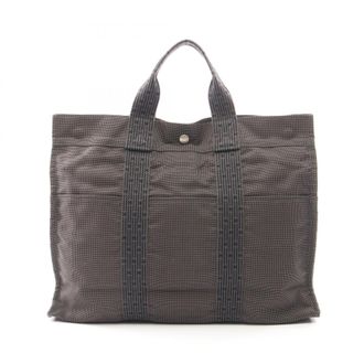 Herm&egrave;s Gray Nylon Canvas Handbag Tote Bag (Pre-Owned)