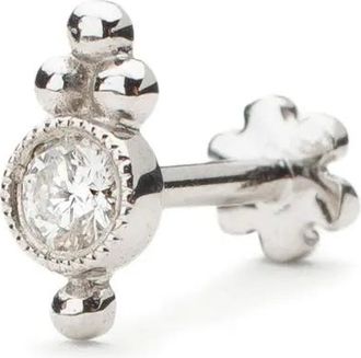 Maria Tash 18K white gold Diamond Trinity stud earring - Wit