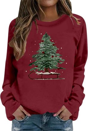 Generic Christmas Jumper Ugly Jumpers Sweaters for Women Womens Sweater Mens and Womens Top Long Sleeve Tops T Shirts Print Loose Funny Xmas Santa Claus Print
