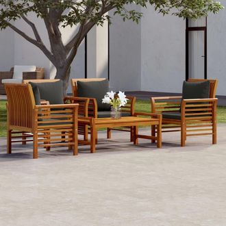 vidaXL Juego De Muebles Jard&iacute;n 5 Pzas Con Cojines Madera Maciza Acacia Vidaxl