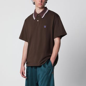 Needles Polo in pique marrone