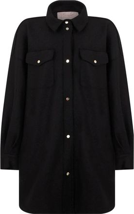 Herno Overshirt van scheerwol - Dames - Overhemden - Zwart - XL - Wol - Overhemden