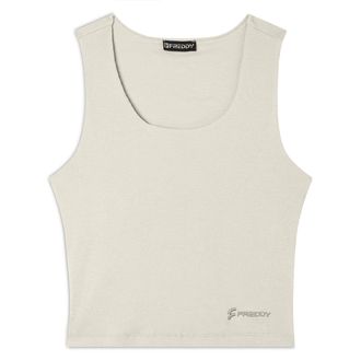 Freddy Top a costine stretch con scollo asimmetrico