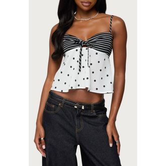 Edikted Tilly Mixed Print Top in Black-And-White at Nordstrom, Size X-Large