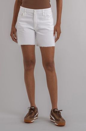 Kut from the Kloth Hailey Raw Hem High Waist Denim Bermuda Shorts in Optic White at Nordstrom, Size 14