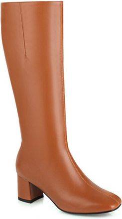 Generic Womens Square - Toe Knee - High Riding Boots with Chunky Heel and Side Zipper,for Autumn and Winter,Yellow,10 UK