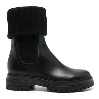 Gianvito Rossi Winterlaars - Dames - Winterlaarzen - Zwart - 38 1/2 EU - Leer - Schoenen
