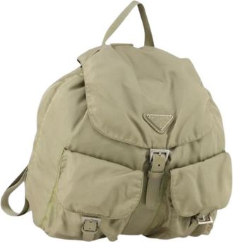 Prada Pre-owned Vintage Nylon Rugzak - Dames - Vintage Rugzakken - Beige - ONE Size - Nylon - Vintage