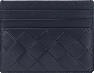 Bottega Veneta Mens Leather Card Holder - Calf Grey Umbrellas Accessory
