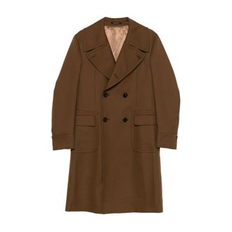 Gabriele Pasini Jassen, Heren, Bruin, L, Wol, Double-Breasted Jas