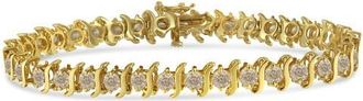 House of Brilliance 10K Yellow Gold Plated Silver 7.0 cttw 2-Prong Set Diamond S Link Bracelet at Nordstrom