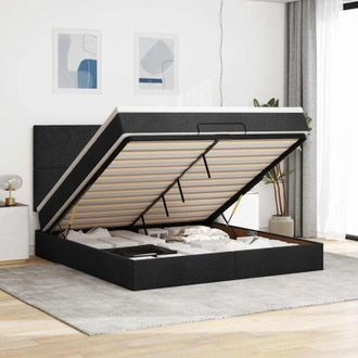 vidaXL Vidaxl - Estructura De Cama Otomana Con Colch&oacute;n Tela Negra 180x200cm