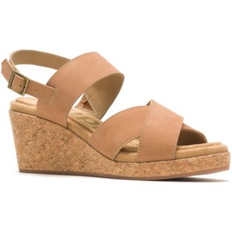 Hush Puppies Womens Willow X Band Ladies Heeled Sandals - Tan Leather/Textile - Size UK 7