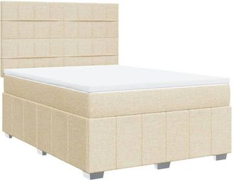 vidaXL Vidaxl - Cama Box Spring Con Colch&oacute;n Tela Color Crema 160x200 Cm