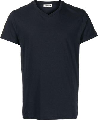 Jil Sander V-neck short-sleeved T-shirt - men - Cotton - S - Black