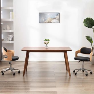 vidaXL Vidaxl - Silla De Comedor Giratoria Madera Curvada Cuero Sint&eacute;tico Negro
