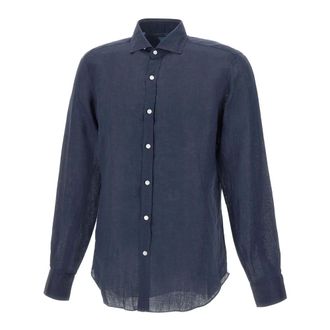 Barba Casual Shirts, male, Blue, Size: S Dandylife Collection Linen Shirt