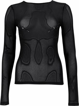 Jean Paul Gaultier Black Transparent Boat Neck Top