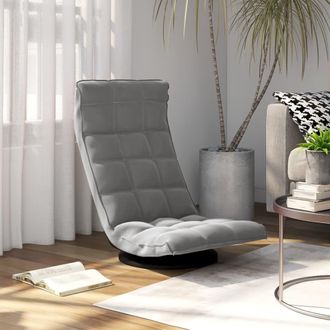 vidaXL Silla De Suelo Giratoria De Terciopelo Gris Claro Vidaxl