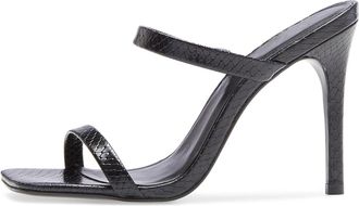 Generic Black,7.5 UK,High Heel Mules for Women Slip On Open Square Toe Patent Leather Stiletto Pumps Two Strap Slingback Sandals Dressy Shoes