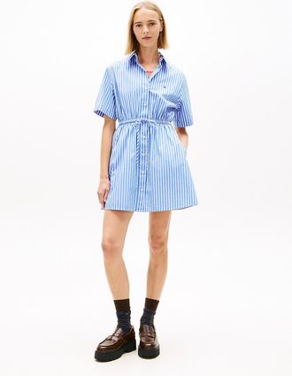 Tommy Hilfiger Womens Tommy Jeans Stripe Mini Shirtdress - Blue - XL
