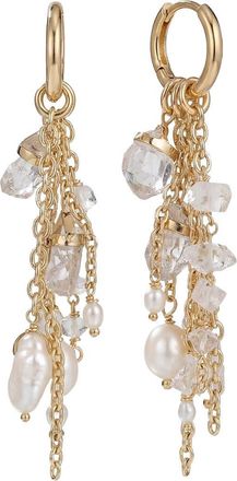 Awe Inspired Pearl & Crystal Linear Chain Earrings in 14K Gold Vermeil at Nordstrom