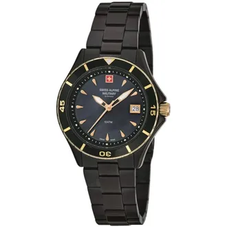 Swiss Alpine Military Ladies Diver Watch 7740.1184 - female - Swiss Alpine Military - Watches - Black - ONE SIZE - Accessories