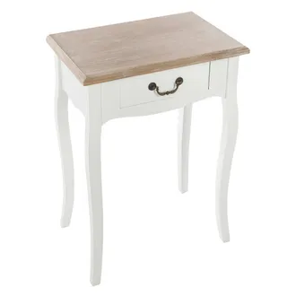 Atmosphera Atmosphera - Mesita De Noche chrysa - Blanco Y Madera Cr&eacute;ateur DInt&eacute;rieur