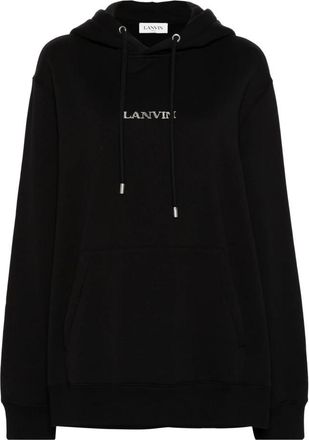 Lanvin Embroidered Logo Hoodie - Dames - Hoodies - Zwart - S - Katoen - Hoodies & sweatvesten