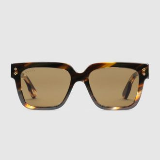 Gucci Rectangular Frame Sunglasses, Brown