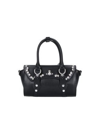 Vivienne Westwood Cylindrical Silver Emblem Top Handle Bag