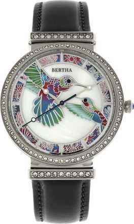 Bertha Sunglasses Emily Mother-Of-Pearl Leather-Band Watch