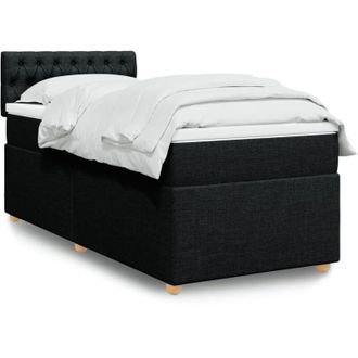 vidaXL Vidaxl - Cama Box Spring Con Colch&oacute;n Tela Negro 90x190 Cm