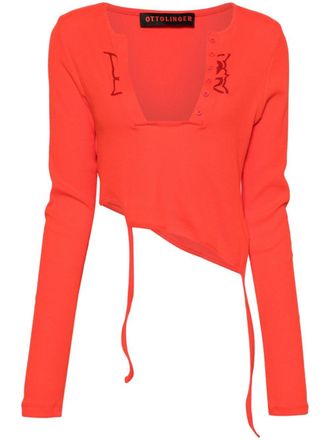 Ottolinger asymmetric organic-cotton top - women - Elastane/Organic Cotton - M - Red