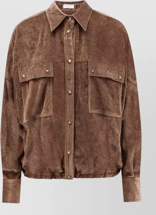 Brunello Cucinelli cashmere corduroy oversized shirt jacket