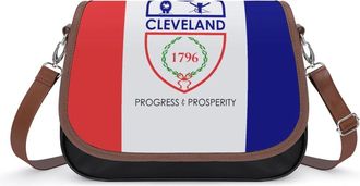 Generic Flag of Ohio Crossbody Bags for Women Fashion Leather Shoulder Handbags With Adjustable Strap