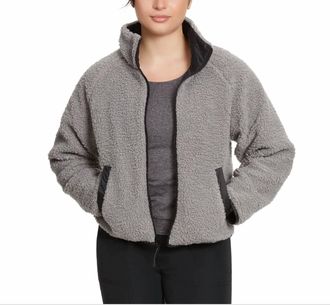 G.H. Bass & Co. Womens Reversible Fleece Zip Jacket In Grey/black
