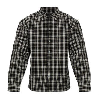 AllSaints Palermo Long Sleeve Geborduurd Shirt - Heren - Casual Overhemden - Zwart - XL - Wol - Overhemden