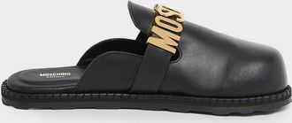 Moschino Men & apos;s M Logo Leather Mules