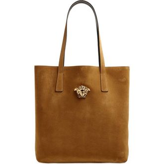 Versace Suede Tote in Cognac-Versace Gold at Nordstrom
