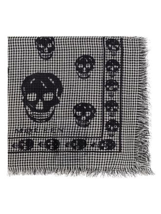 Alexander McQueen skull-print scarf - men - Wool/Silk - One Size - Grey