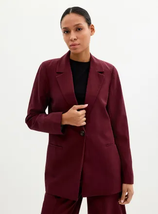 Contemporaine Womens Lyocell-linen relaxed fit Blazer Jacket