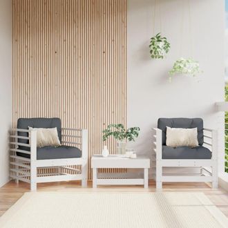 vidaXL Sillones De Jard&iacute;n 2 Unidades Madera Maciza Pino Blanco Vidaxl