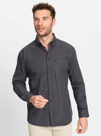 Marco Donati Langarmhemd MARCO DONATI, Herren, Gr. 39/40, Normalgr&ouml;ssen, grau (grau, gemustert), 100% Baumwolle, k&ouml;rpernah, Hemden Langarmhemd