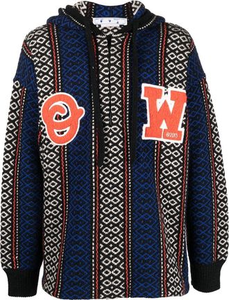 Off-white geometric-patterned alpaca-blend hoodie - men - Alpaca Wool/Wool/Acrylic - S - Black