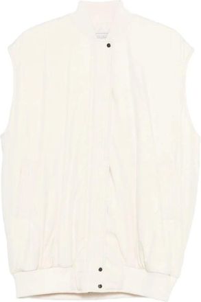 Antonelli Cr&egrave;me Geribbelde Mouwloze Opstaande Kraag Gilet - Dames - Bodywarmers - Beige - XS - Jassen
