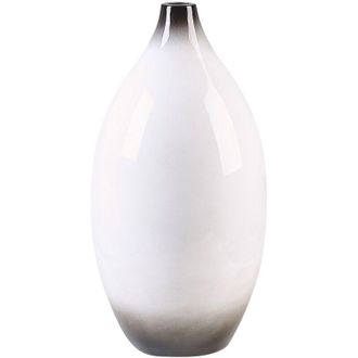 Beliani Jarr&oacute;n Decorativo Blanco Y Negro 46 Cm Terracota Elegante Moderno Baeza