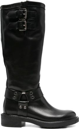 Métisse 40 mm leren laarzen met gespbandje - Zwart