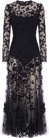 Needle & Thread Rosa floral-embroidered maxi dress - Black